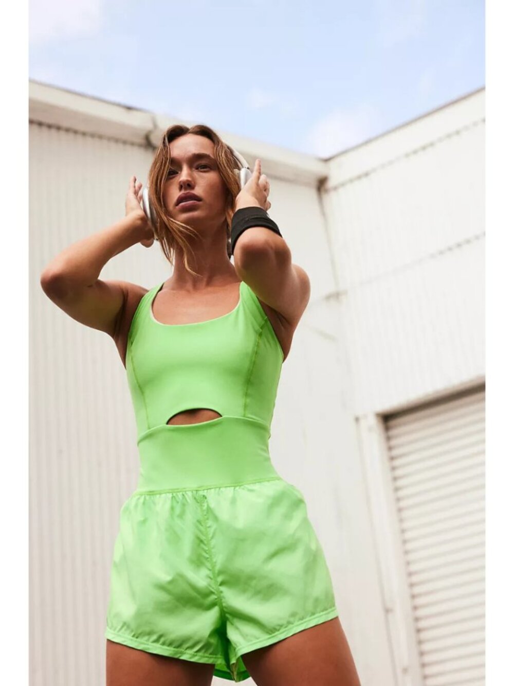 FP Movement Righteous Runsie in Neon Lime NWT Size Large Sporty Athletic Summer
